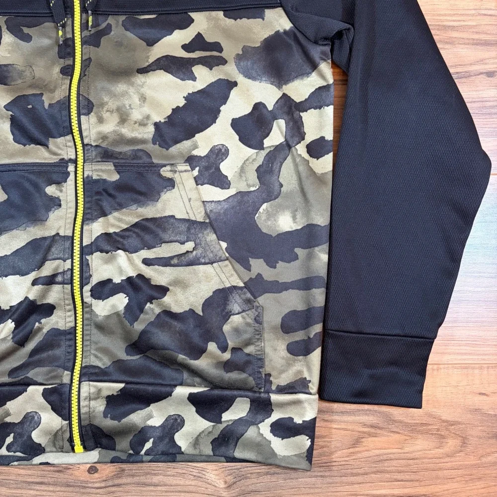 The North Face Mens Full Zip Hoodie Camo Black Yellow Logo Sweatshirt Size M - Picture 4 of 16